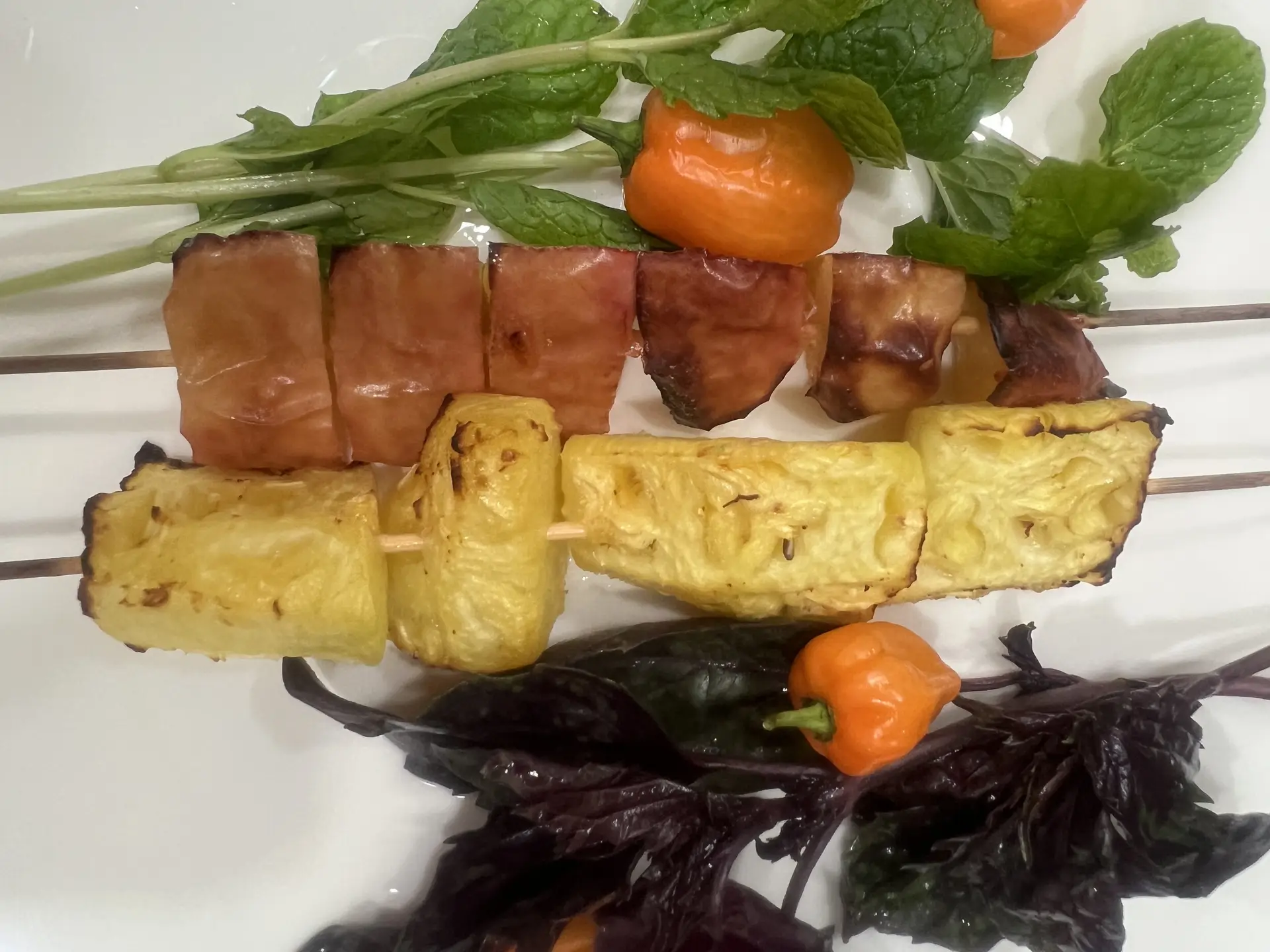 Grilled fresh fruits